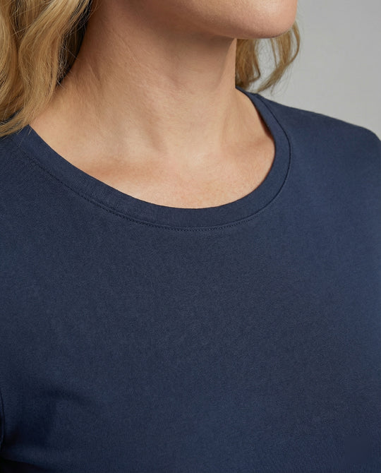 Damen Lässiges Oberteil mit Eleganten 3/4-Ärmeln und Geschwungenem Saum Heidi-Mode