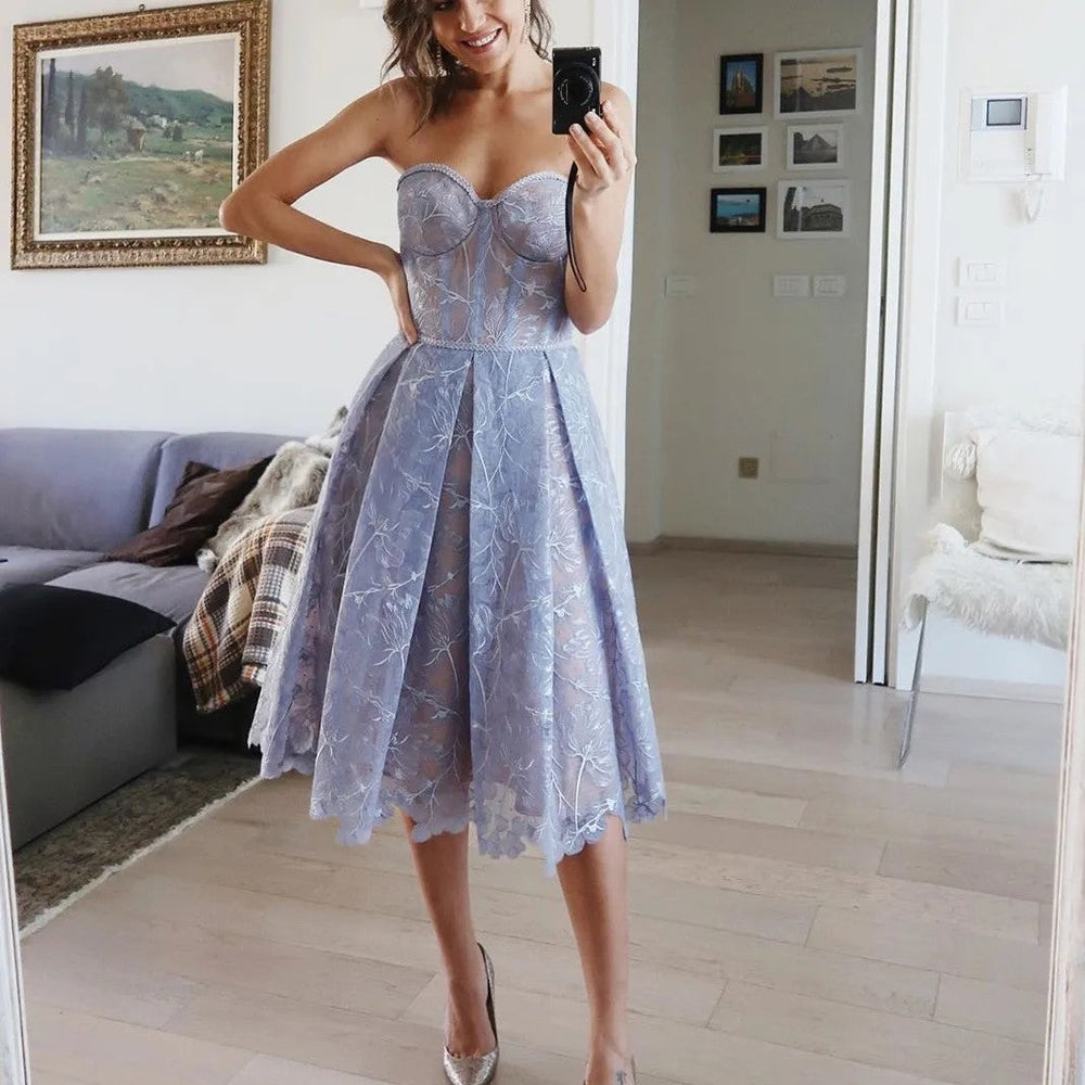 Heidi-Mode | Cocktailkleid mit Trägerloser Spitze für Frauen Brianna