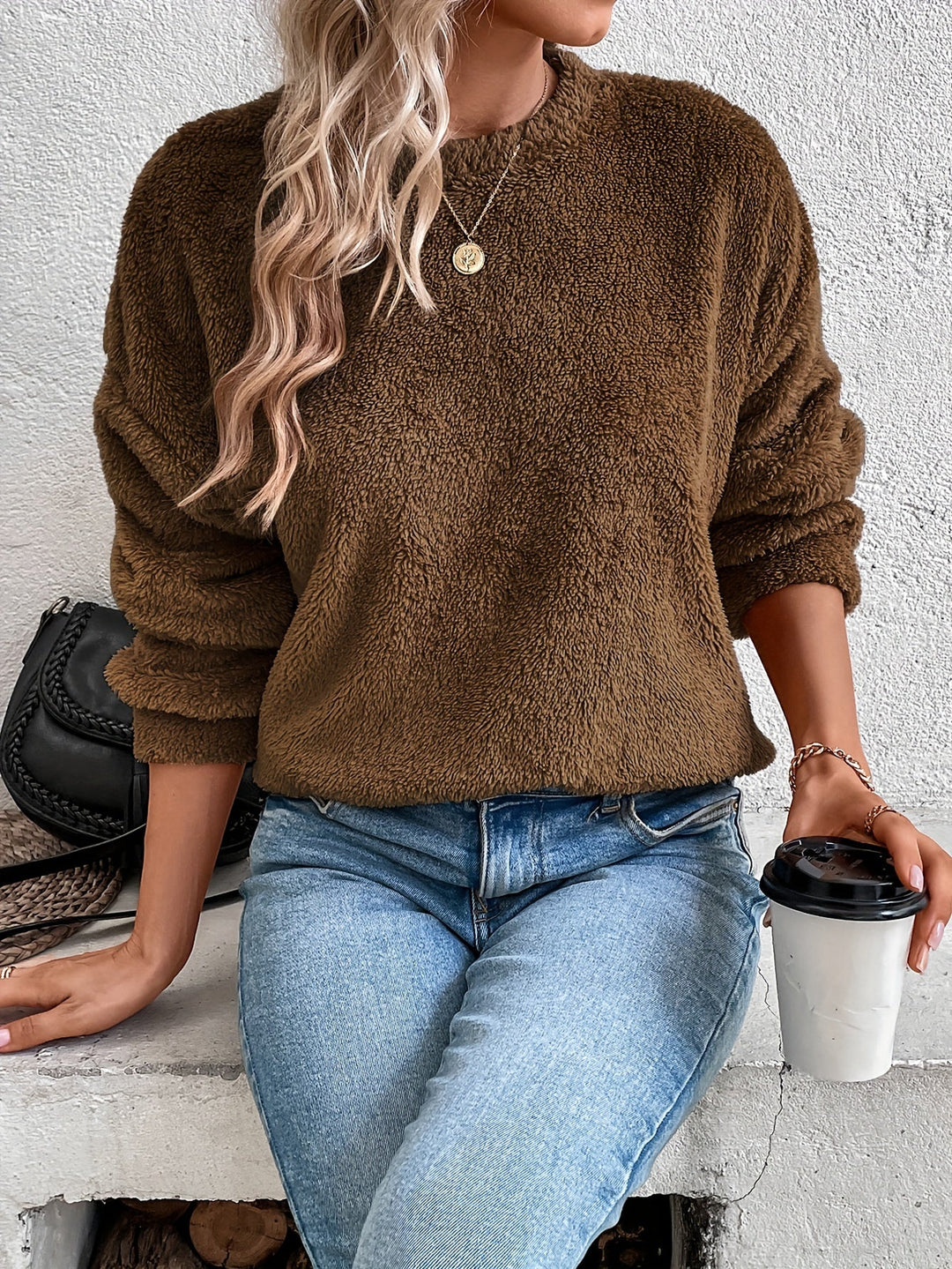Heidi-Mode | Bequemes Teddy Pullover Sweatshirt