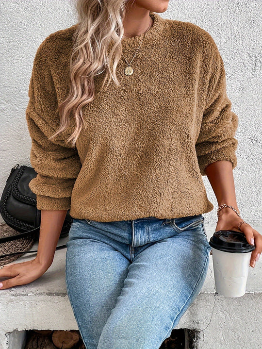 Heidi-Mode | Bequemes Teddy Pullover Sweatshirt