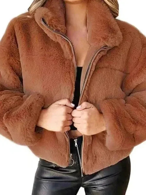 Heidi-Mode | Gemütliche Lockere Damen Crop Fleece Jacke