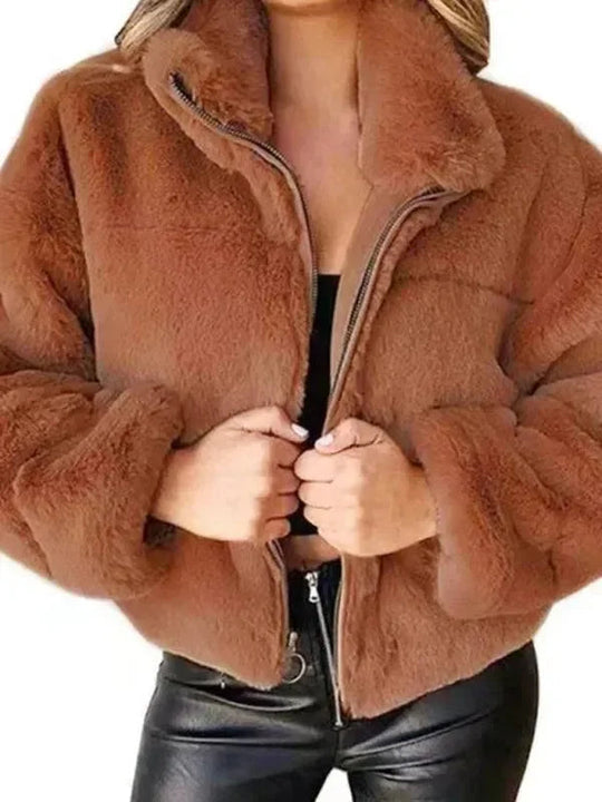 Heidi-Mode | Gemütliche Lockere Damen Crop Fleece Jacke