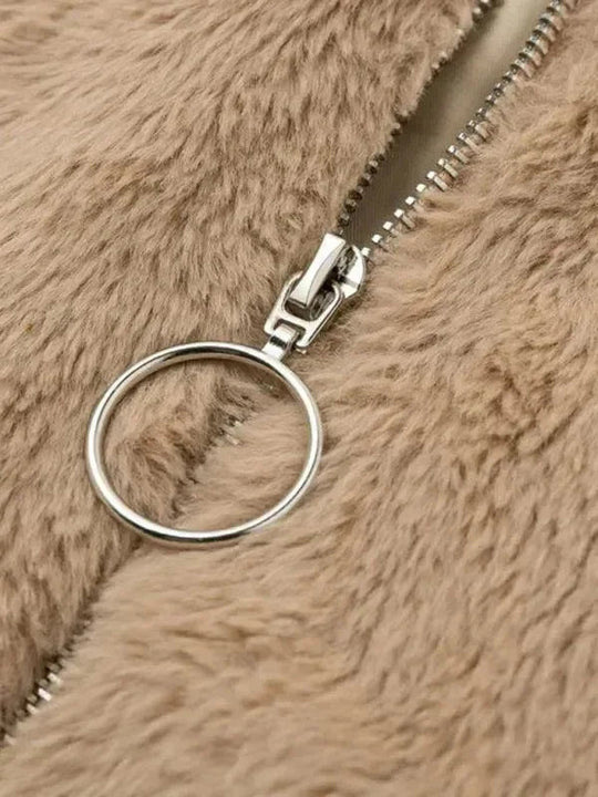 Heidi-Mode | Gemütliche Lockere Damen Crop Fleece Jacke