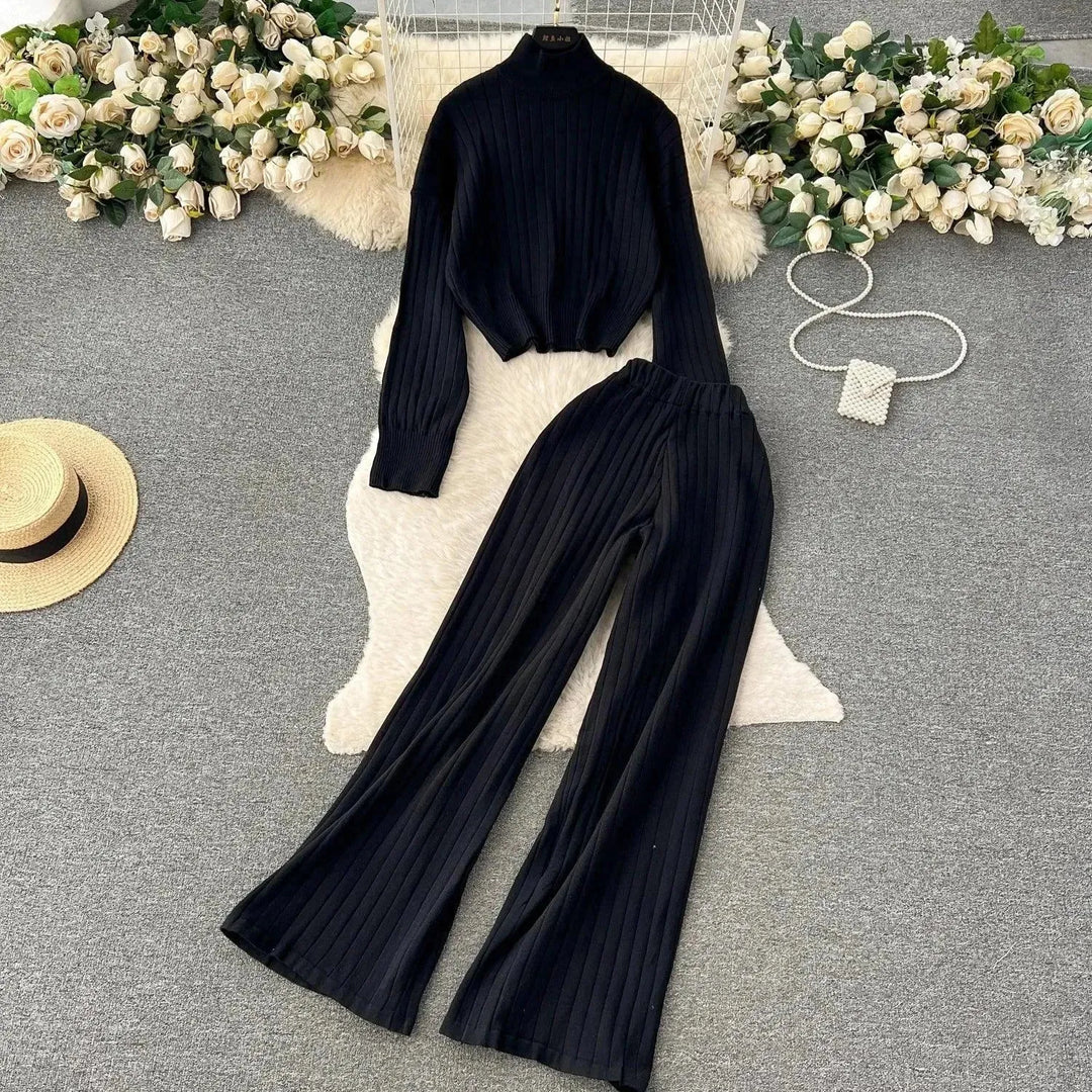 Heidi-Mode | Frauen Freizeit Ribbed Zwei Teiliges SweatSatz