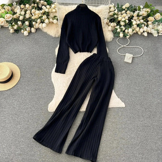 Heidi-Mode | Frauen Freizeit Ribbed Zwei Teiliges SweatSatz