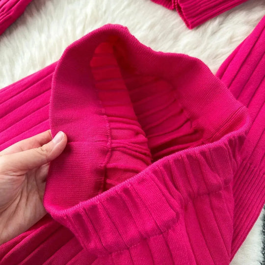 Heidi-Mode | Frauen Freizeit Ribbed Zwei Teiliges SweatSatz