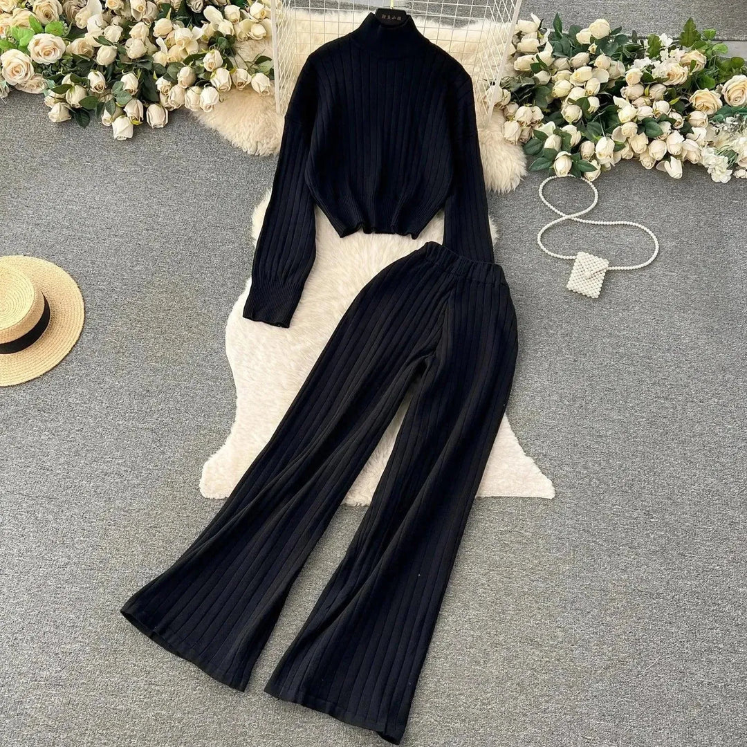 Heidi-Mode | Frauen Freizeit Ribbed Zwei Teiliges SweatSatz