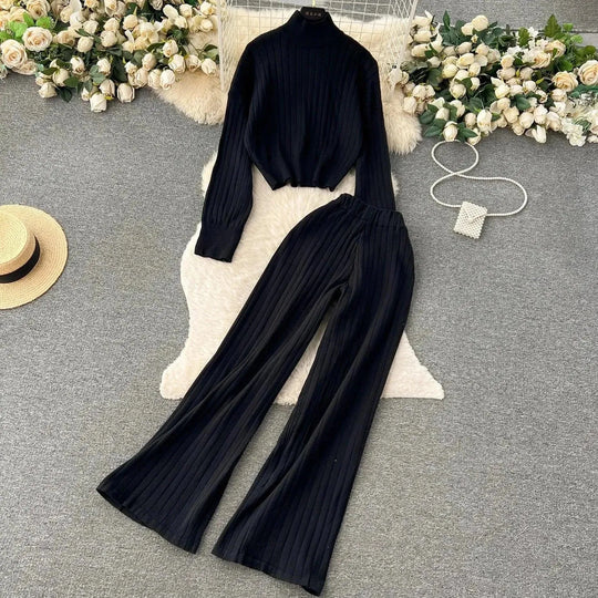 Heidi-Mode | Frauen Freizeit Ribbed Zwei Teiliges SweatSatz