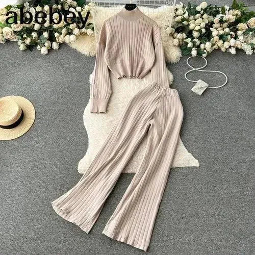 Heidi-Mode | Frauen Freizeit Ribbed Zwei Teiliges SweatSatz