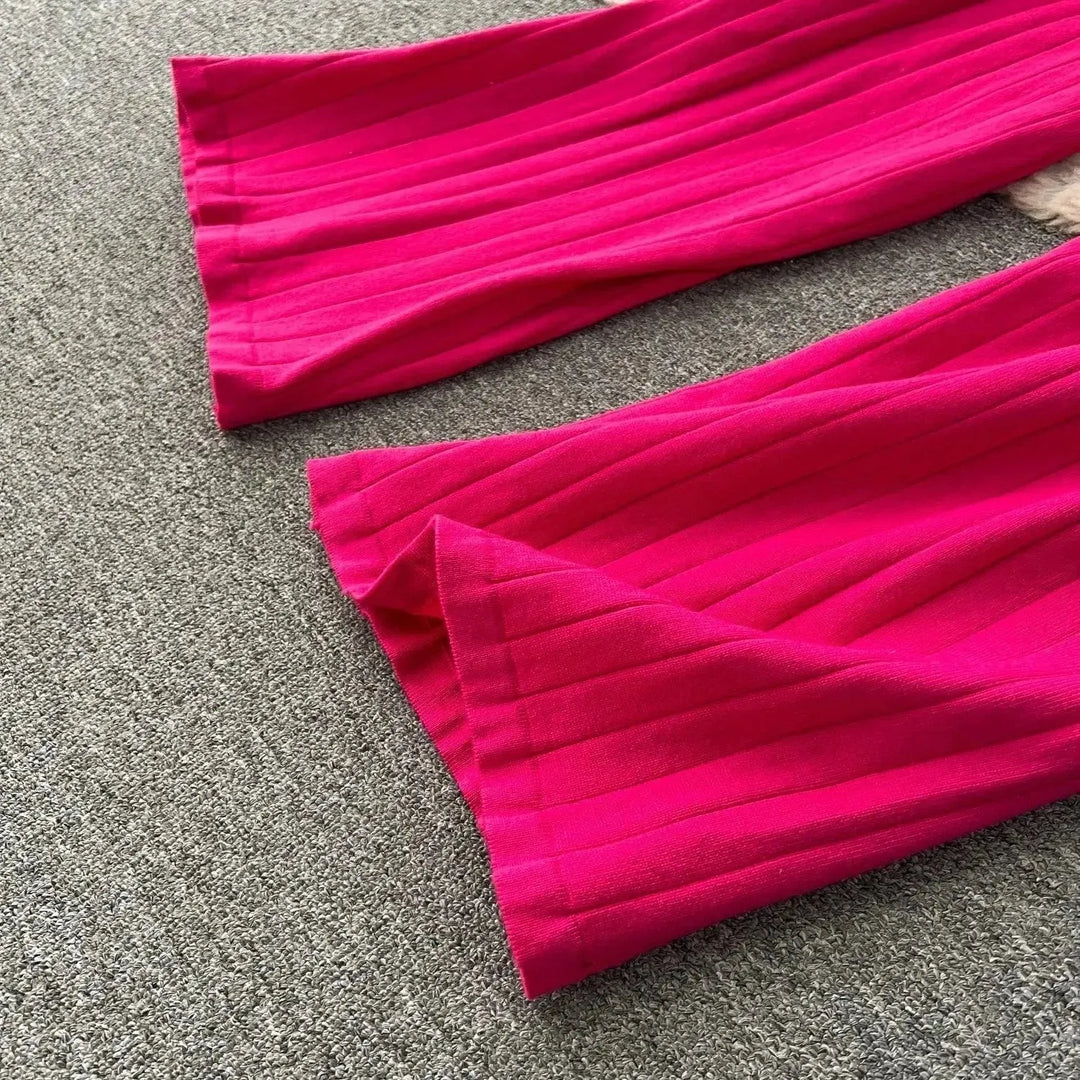 Heidi-Mode | Frauen Freizeit Ribbed Zwei Teiliges SweatSatz