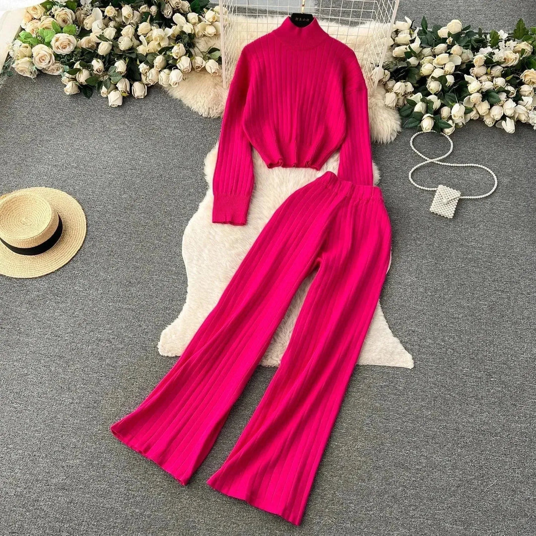 Heidi-Mode | Frauen Freizeit Ribbed Zwei Teiliges SweatSatz