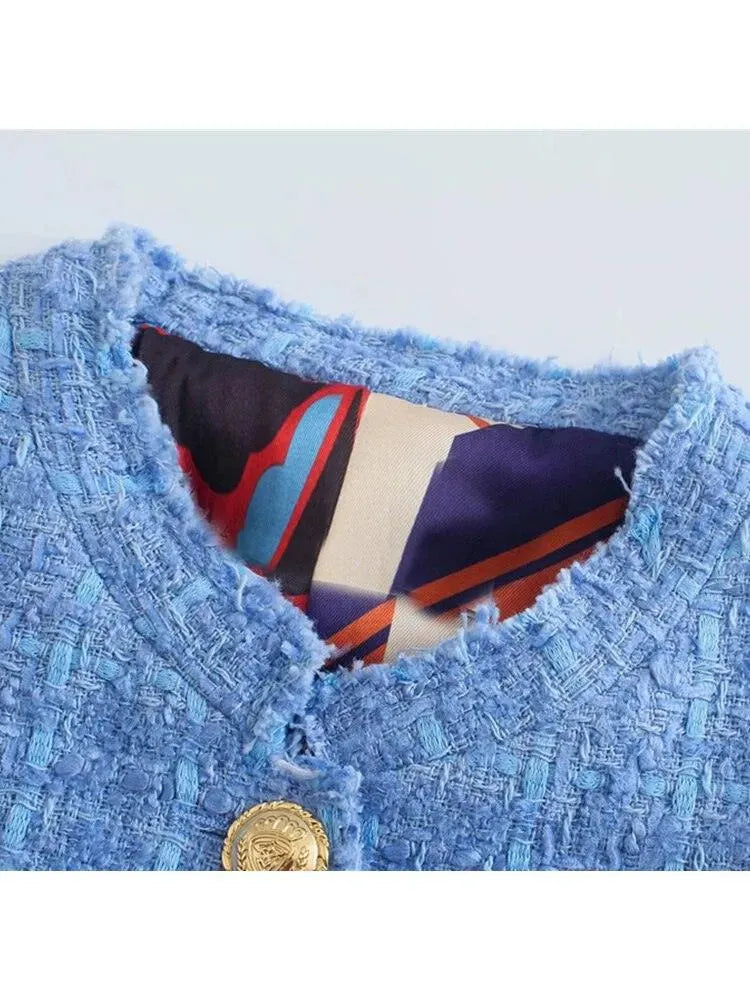 Heidi-Mode | Kurz Tweed Jackenblazer für Frauen