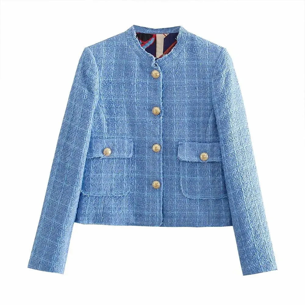 Heidi-Mode | Kurz Tweed Jackenblazer für Frauen