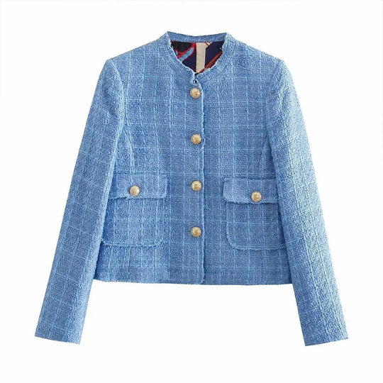 Heidi-Mode | Kurz Tweed Jackenblazer für Frauen