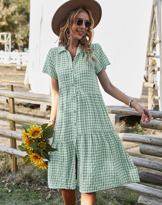Heidi Mode | Hemdkragen kariertes Kleid