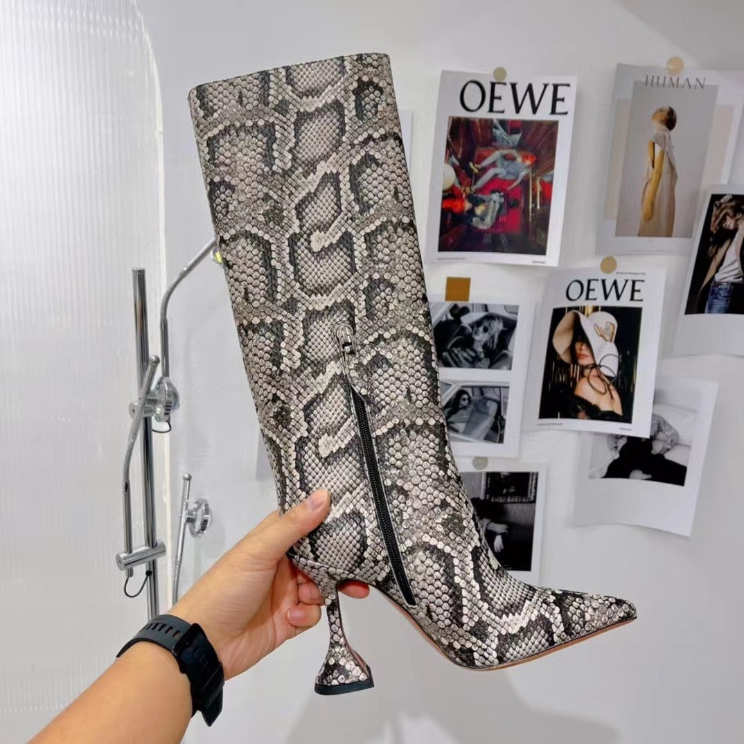 Heidi-Mode | Catwalk Serpentine Seitlicher Reißverschluss Spitz Frauen High Heels Schuhe