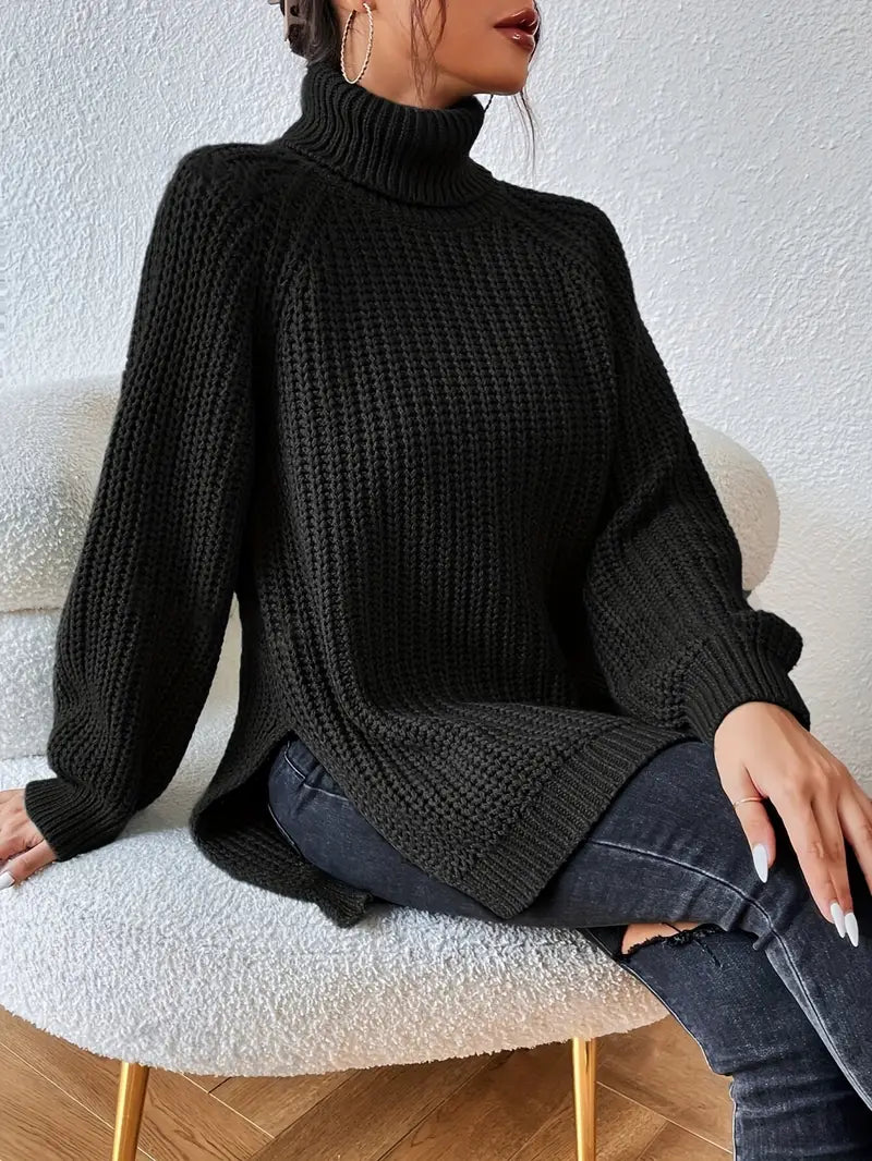 Heidi-Mode | Rollkragenpullover mit geteiltem Saum