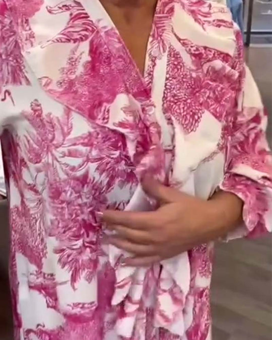 Heidi-Mode | Lässige Bluse mit Dezent Bedruckten Rüschen