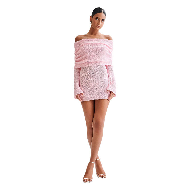 Heidi-Mode | Langarm Off Shoulder Kleid mit Ausschnitten und Kurzem Rock