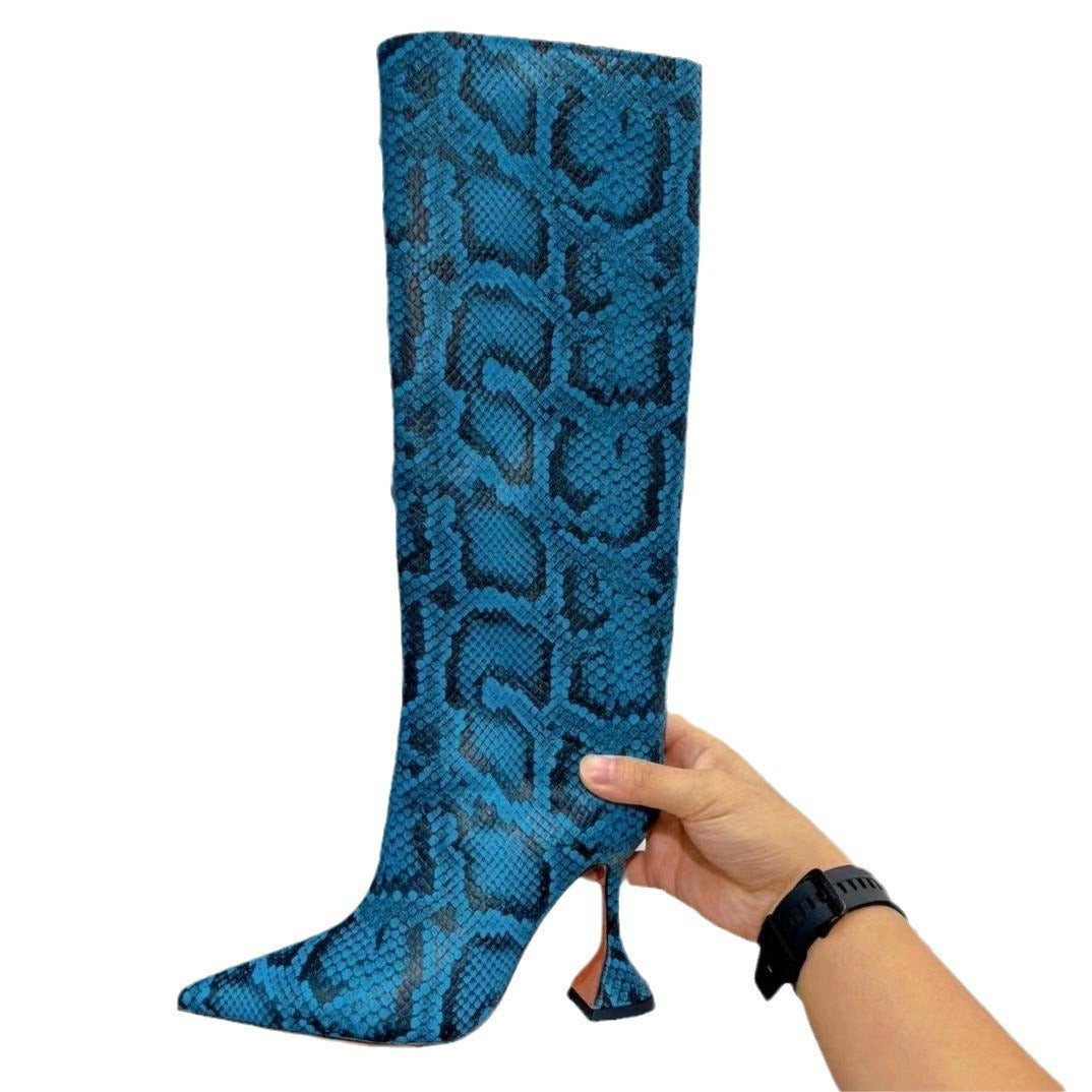 Heidi-Mode | Catwalk Serpentine Seitlicher Reißverschluss Spitz Frauen High Heels Schuhe