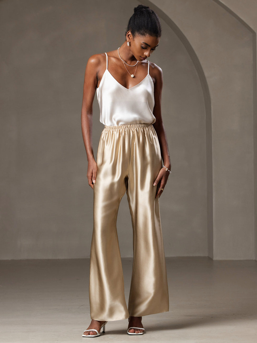 Heidi-Mode | V-Ausschnitt Reine Seide Spaghettiträger Camisole Top