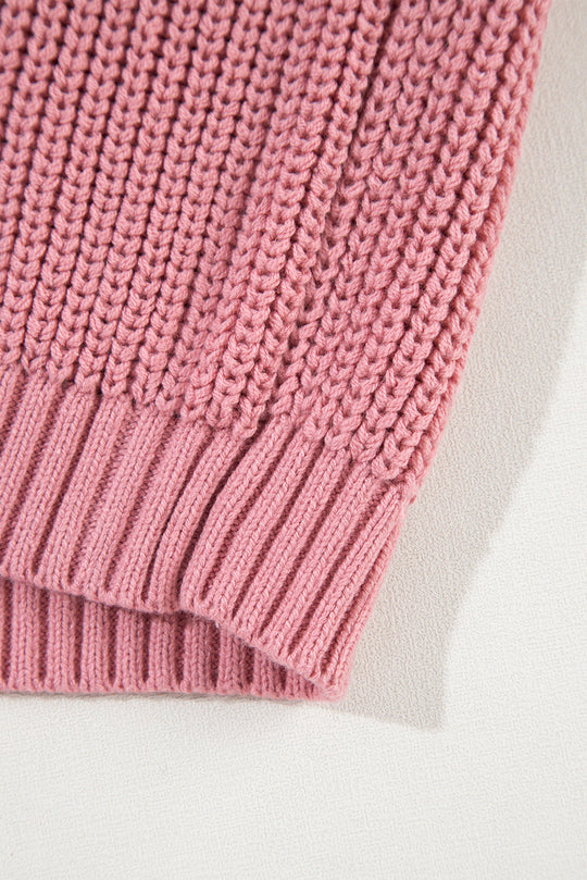 Kabelstrickpullover Mit Gemischter Struktur Und Kurzen Ärmeln