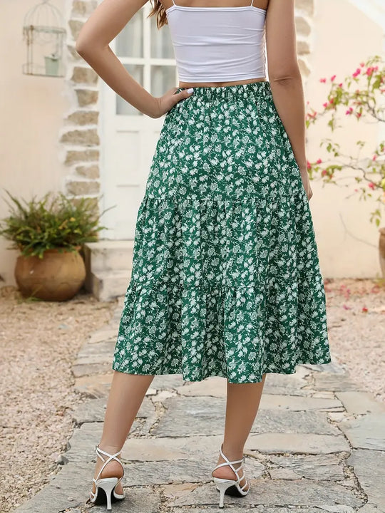 Heidi-Mode | Blumenmuster Glockenrock mit Taschen