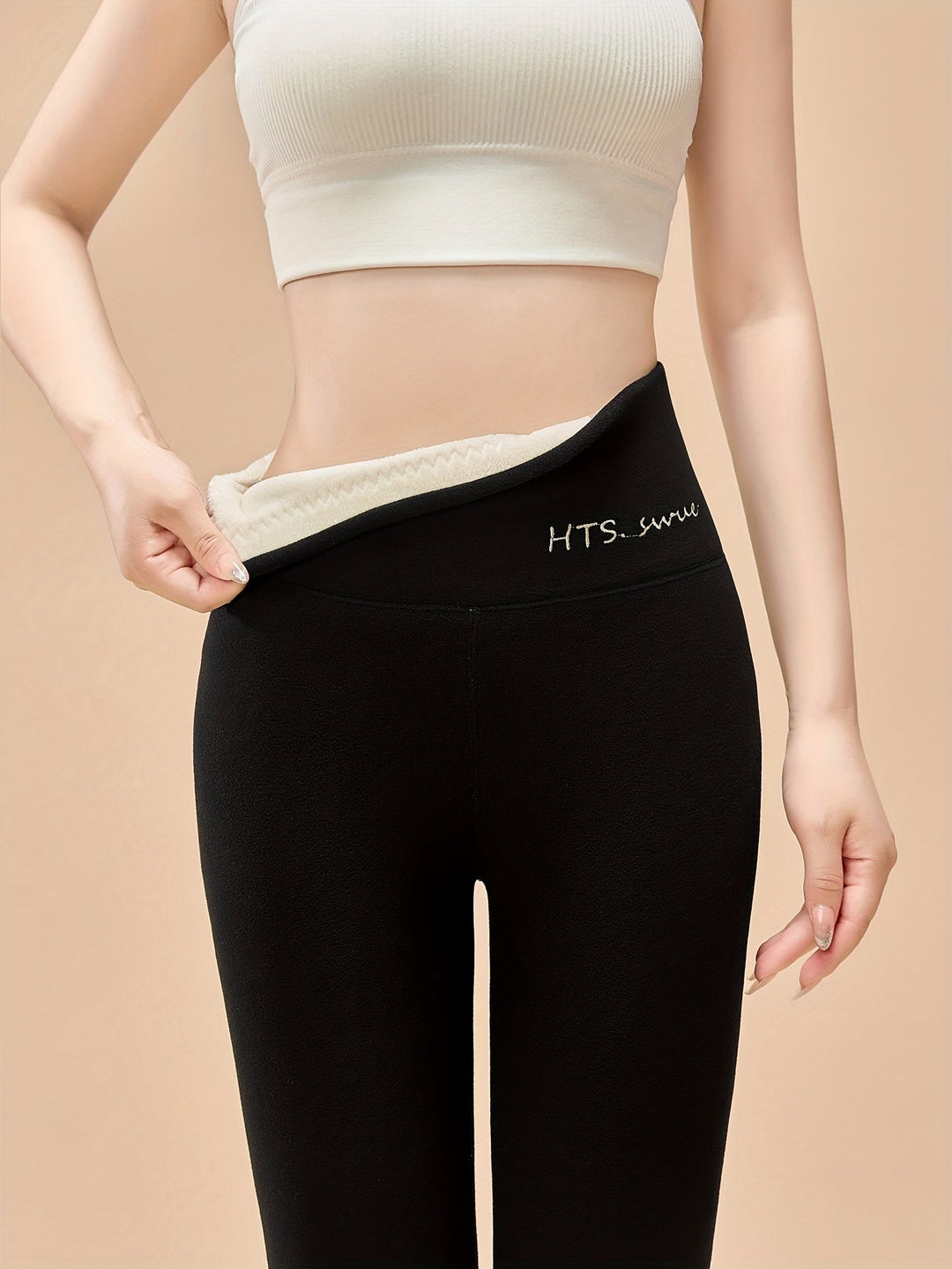 Heidi-Mode | Plüschgefütterte Thermo Skinny Leggings Warme, Elastische Strumpfhose