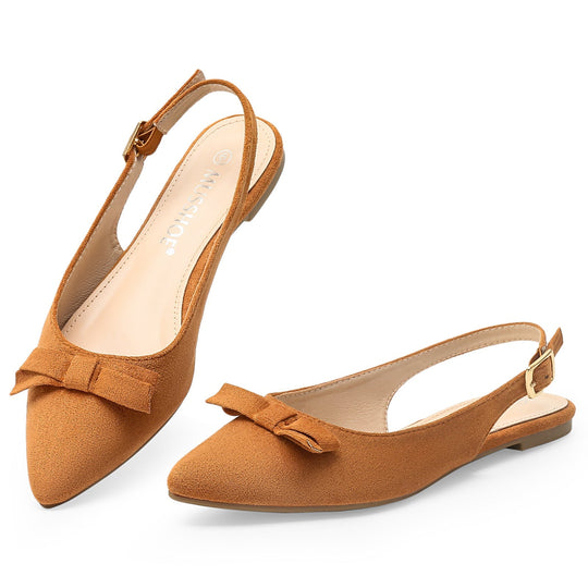 Heidi-Mode | Flache Slingback Sandalen mit Schleife