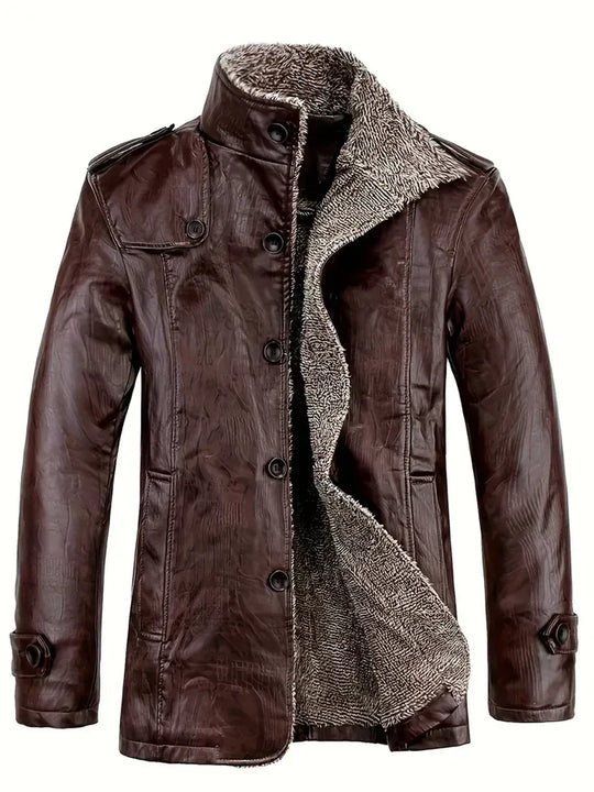 Herren-Lederjacke mit Fleece-Futter