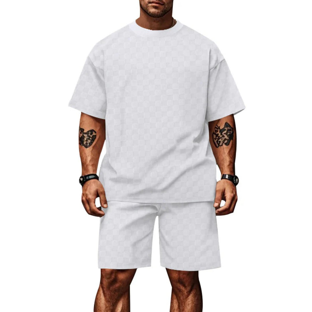 Heidi Mode | Schachbrettmuster Kurzarm-Shorts-Set