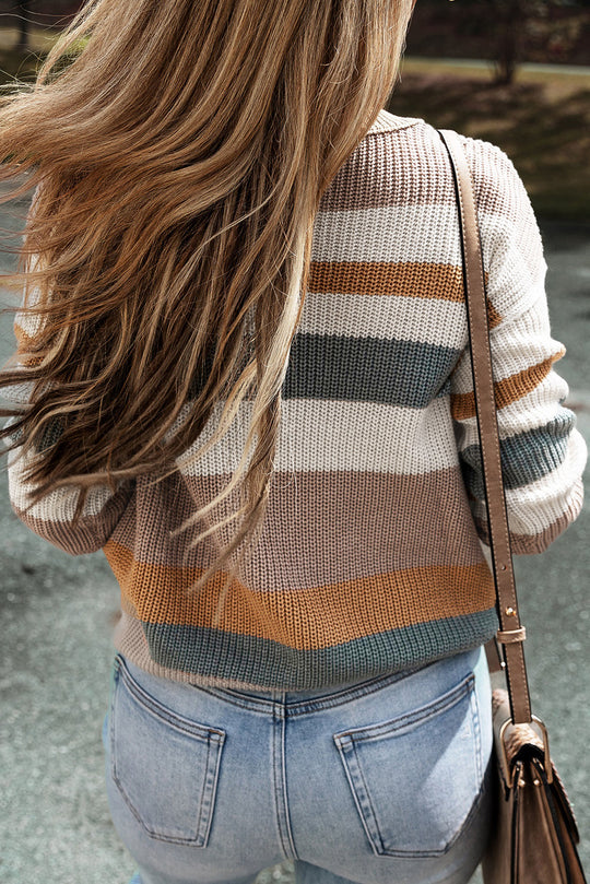 Classic Rundhalsausschnitt Colorblock Strickpullover