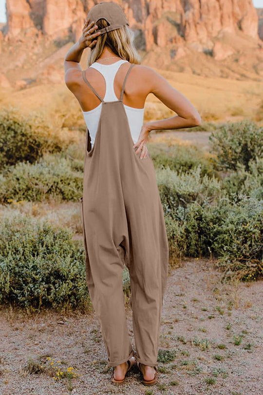 Heidi-Mode | Double Take Vollgrößen V-Ausschnitt Ärmelloses Jumpsuit mit Taschen