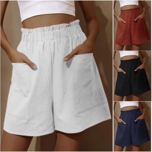 Heidi Mode | Shorts aus Baumwolle und Leinen mit hoher Taille für Damen