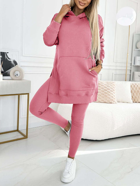 Heidi-Mode | Sportlich Lässiger Kapuzenpullover Dicke Unterhosen Leggings Set