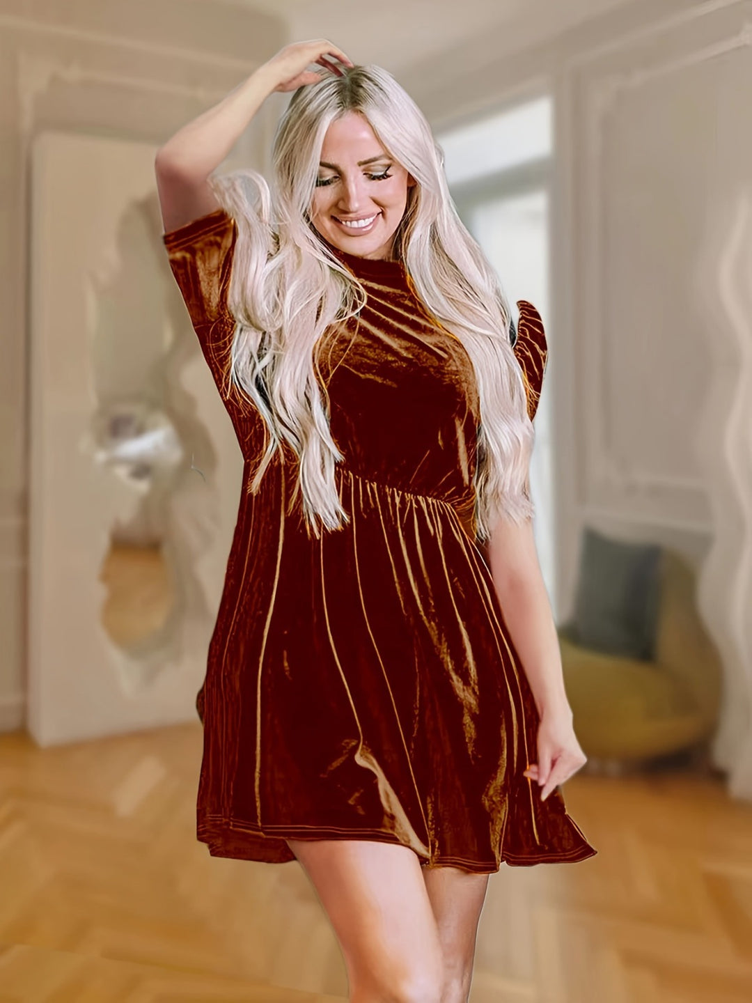 Heidi Mode | Einfarbiges Samtkleid