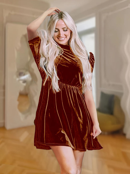 Heidi Mode | Einfarbiges Samtkleid
