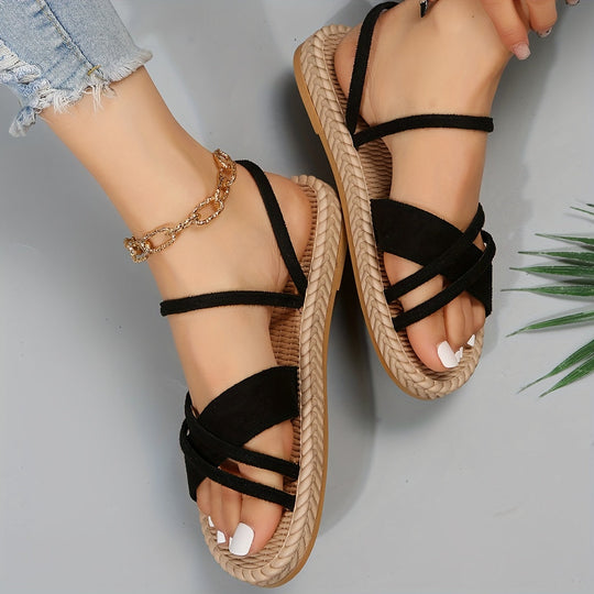 Heidi-Mode | Damen Flache Sandalen mit Offenen Zehen und Rutschfester Riemen