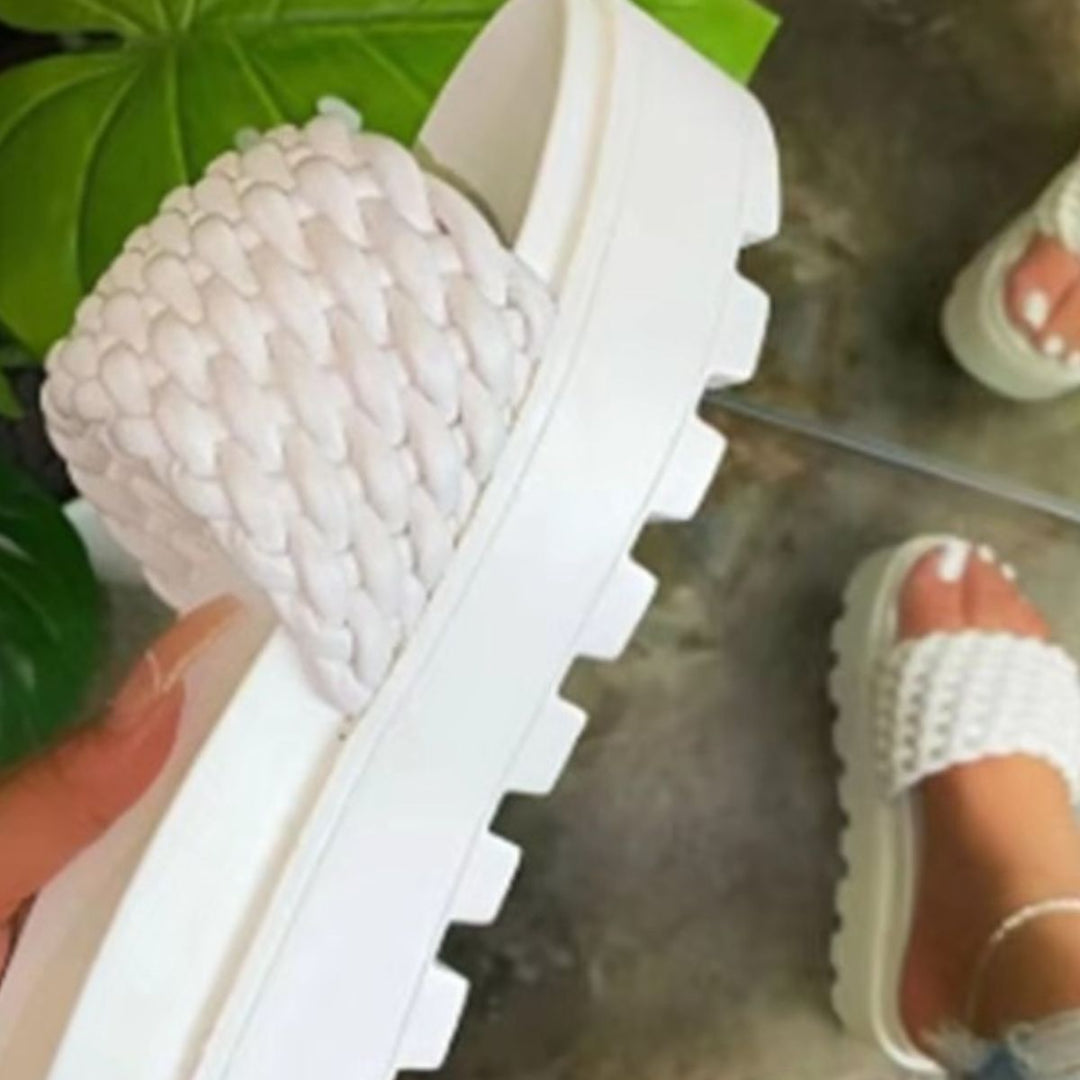 Heidi-Mode | Pu-Leder Offene Zehen Plattform Sandalen