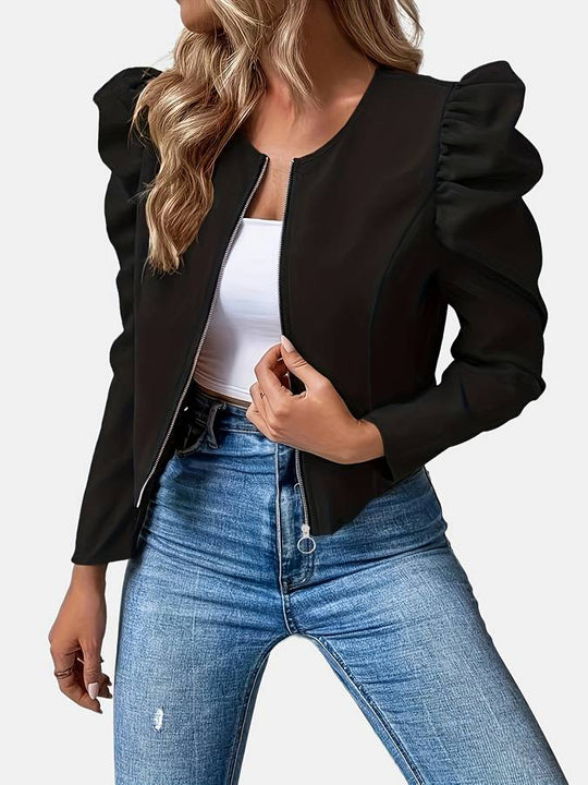 Heidi-Mode | Jacke mit Gepufften Ärmeln und Reißverschluss