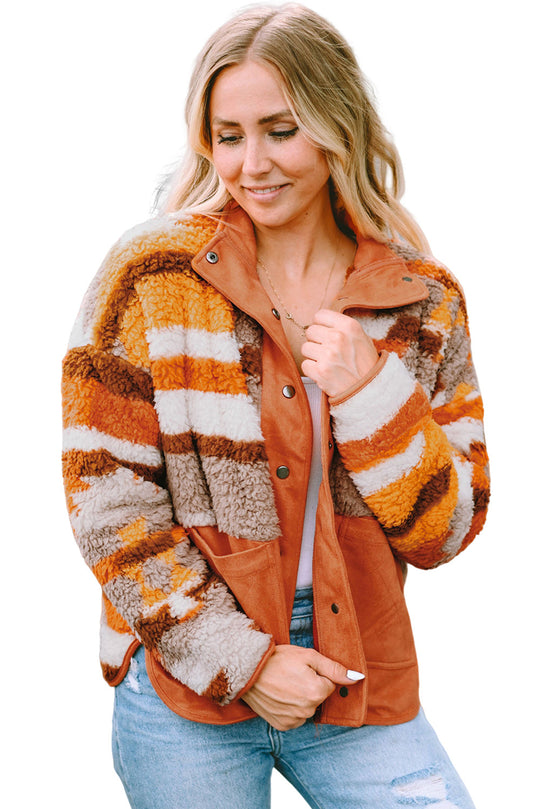 Gesteppte Azteken-Pelzjacke Mit Aufgesetzten Taschen