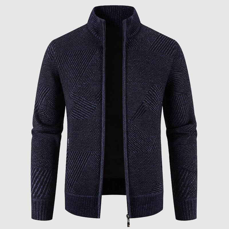 Heidi-Mode | Herren geometrisches Strick-Cardigan-Jacke