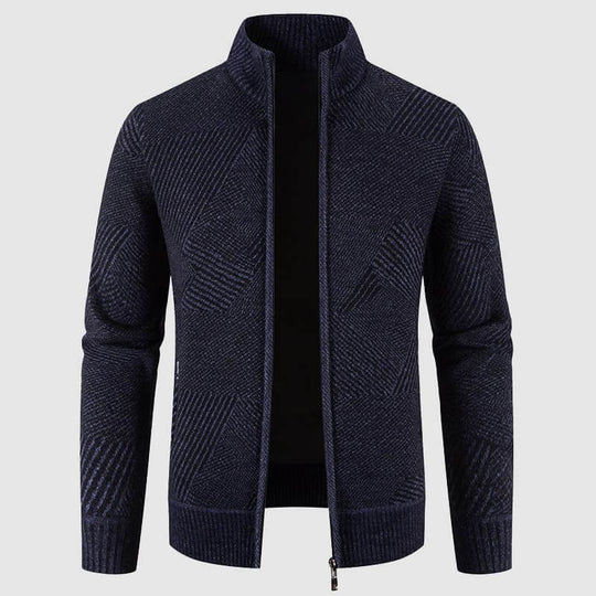 Heidi-Mode | Herren geometrisches Strick-Cardigan-Jacke
