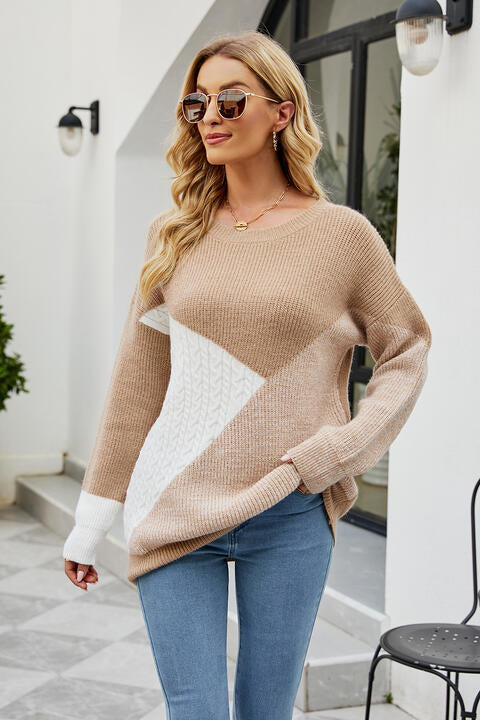 Heidi-Mode | Farbblock Rundhals Pullover