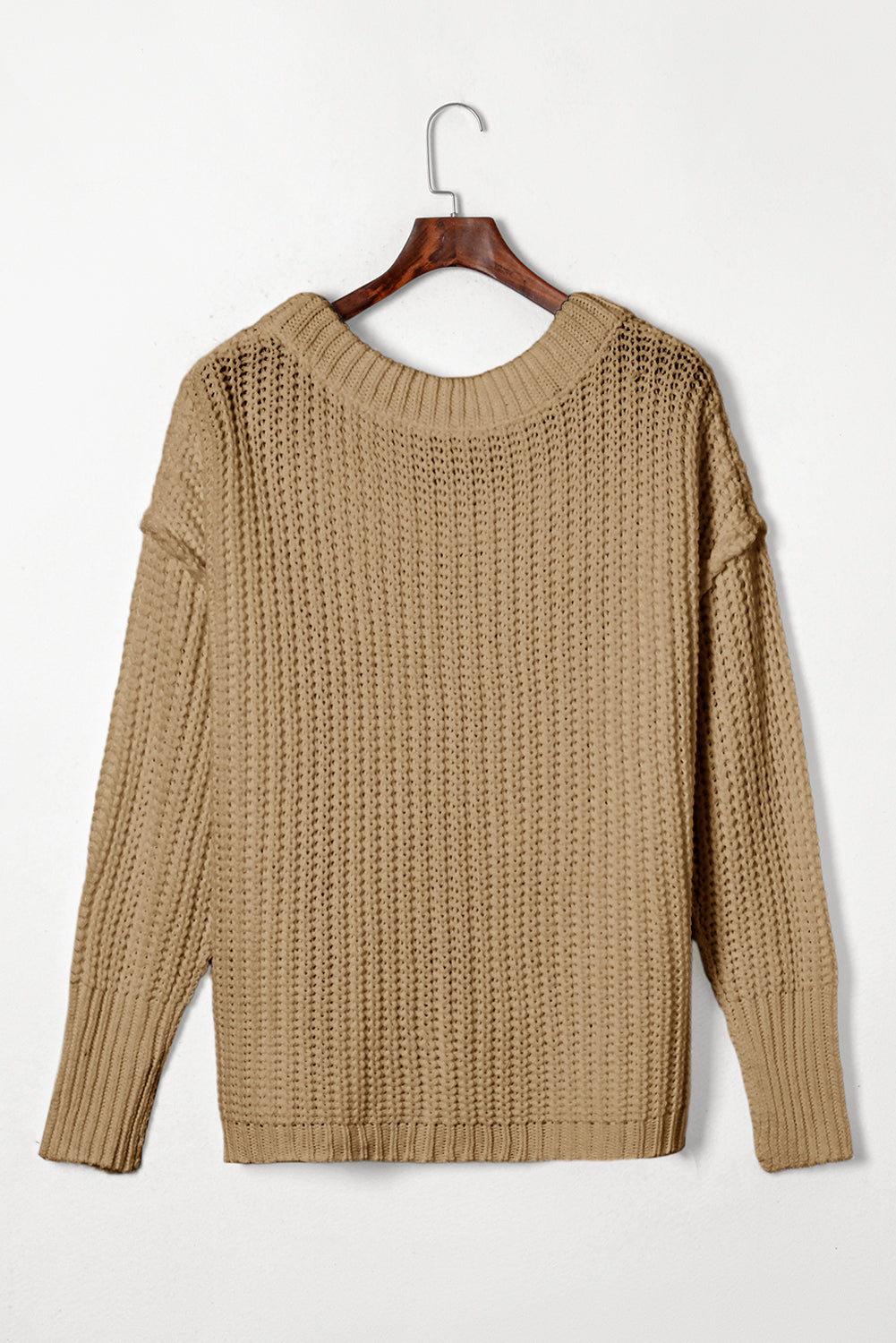 Rippenstrick Rundhalsausschnitt Slouchy Chunky Pullover