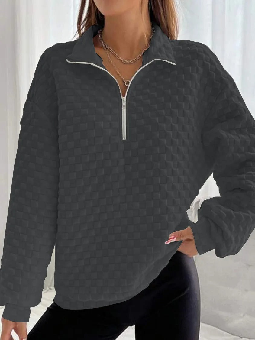 Heidi-Mode | Trendy Stilvolle V-Ausschnitt Zip-Up Pullover