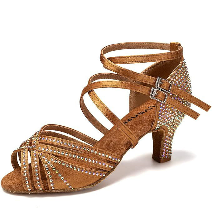 Heidi-Mode | Hot Drilling Lateinische Tanzschuhe Damen Mittelabsatz