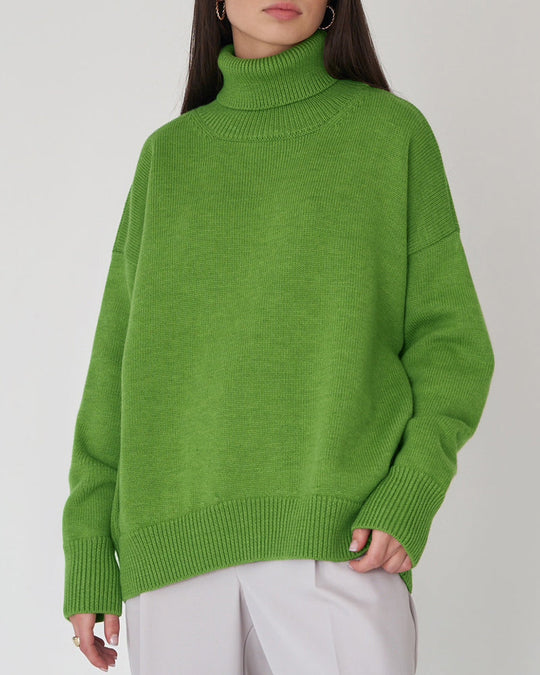 Heidi-Mode | Eleganter Oversized Damen Rollkragenpullover Aus Baumwolle