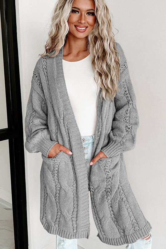 Heidi-Mode | Kabelstrick Fallendes Schulter Cardigan