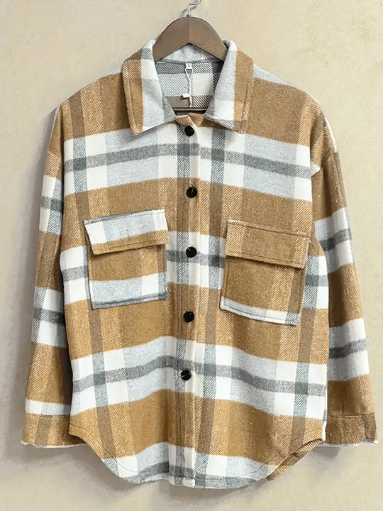 Elegante kariert Blazer mit Knöpfen und langen Ärmeln